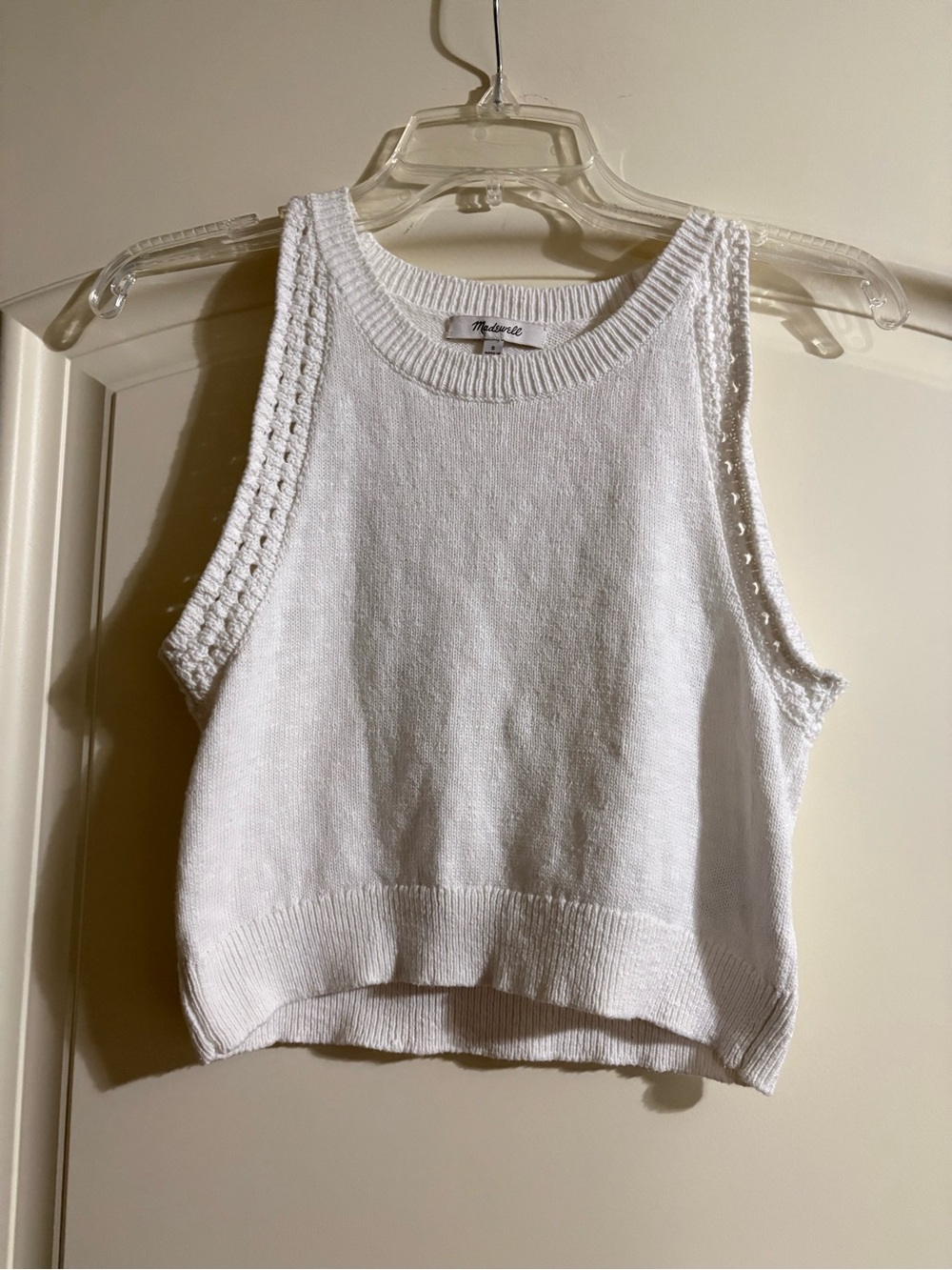 Madewell White Knit Sleeveless Cropped Tank